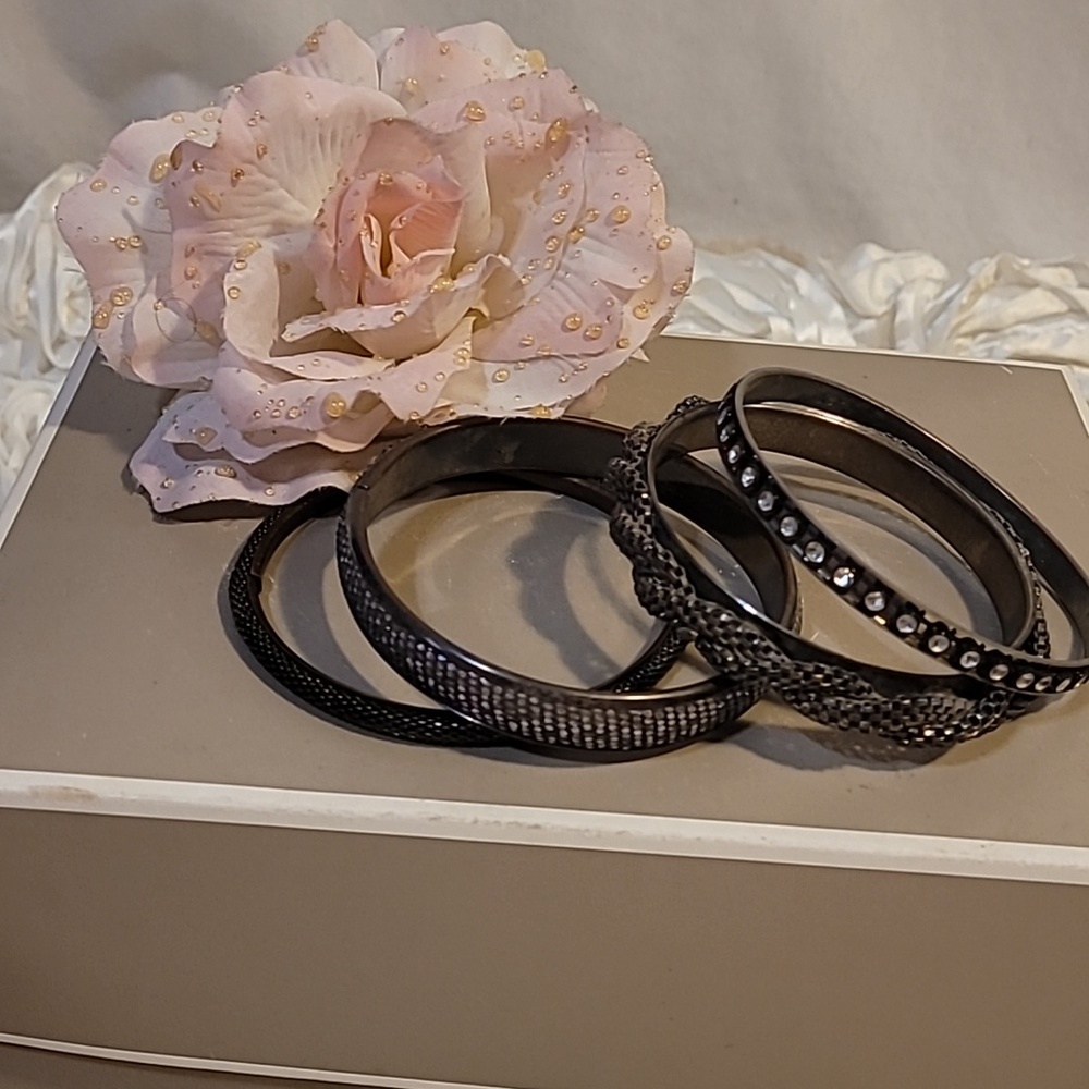 Bangle Bracelet Stack Rhinestone Band Set Of 4.